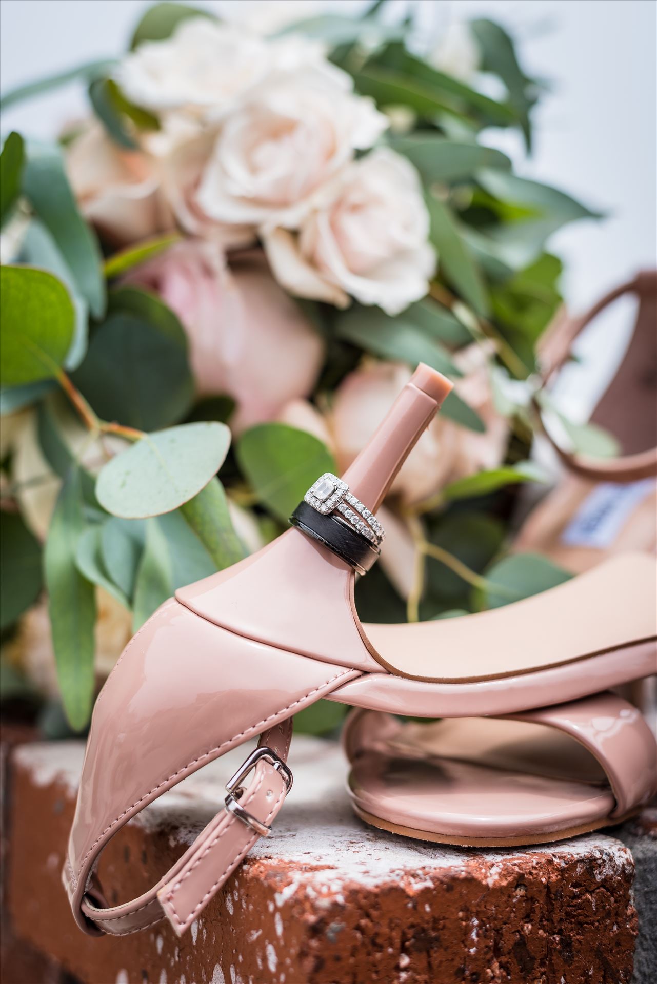 FW-5919.JPG - Cayucos California Beach and Bluffs Wedding near Morro Bay and Cambria with romantic chic flair by Mirror's Edge Photography, San Luis Obispo County Wedding Photographer.  Wedding rings, flowers and brides shoes by Sarah Williams