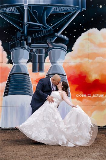 Sarah Williams of Mirror's Edge Photography and San Luis Obispo and Santa Barbara Wedding Photographer captures the Ochoa Wedding. Bride and Groom at Rocket Mural