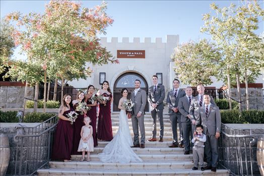 Mirror's Edge Photography captures Edith and Kyle's wedding at the Tooth and Nail Winery in Paso Robles California. Bride, Groom and Bridal Party