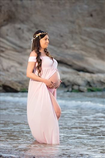 Maternity Photography session at Spooner's Cove at Montana de Oro in Los Osos California.  Beach Maternity Session.  New Mother in the Water