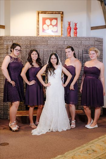 Mirror's Edge Photography captures a high tea wedding at the Cypress Ridge Golf Club and Pavilion in Arroyo Grande, California.  The Bride and her Bridesmaids.