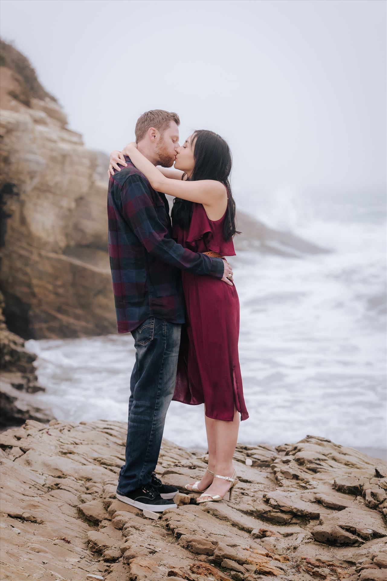 Carmen and Josh 12 - Montana de Oro Spooners Cove Engagement Photography Los Osos California.  Kiss on the nose by Sarah Williams