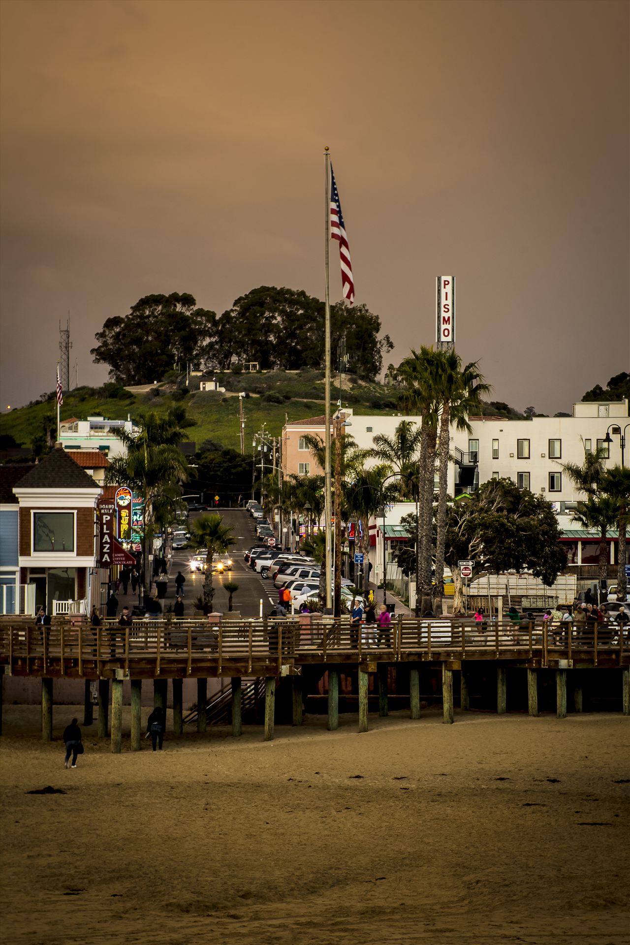 Stormy Downtown Pismo.jpg - Stormy day in downtown Pismo Beach, California. by Sarah Williams