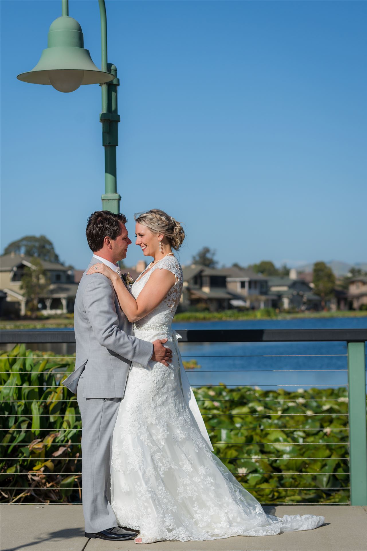 SP Gallery-9105.JPG - Cypress Ridge Pavilion Wedding Photography by Mirror's Edge Photography in Arroyo Grande California.  Bride and room by the lake and lamp post by Sarah Williams