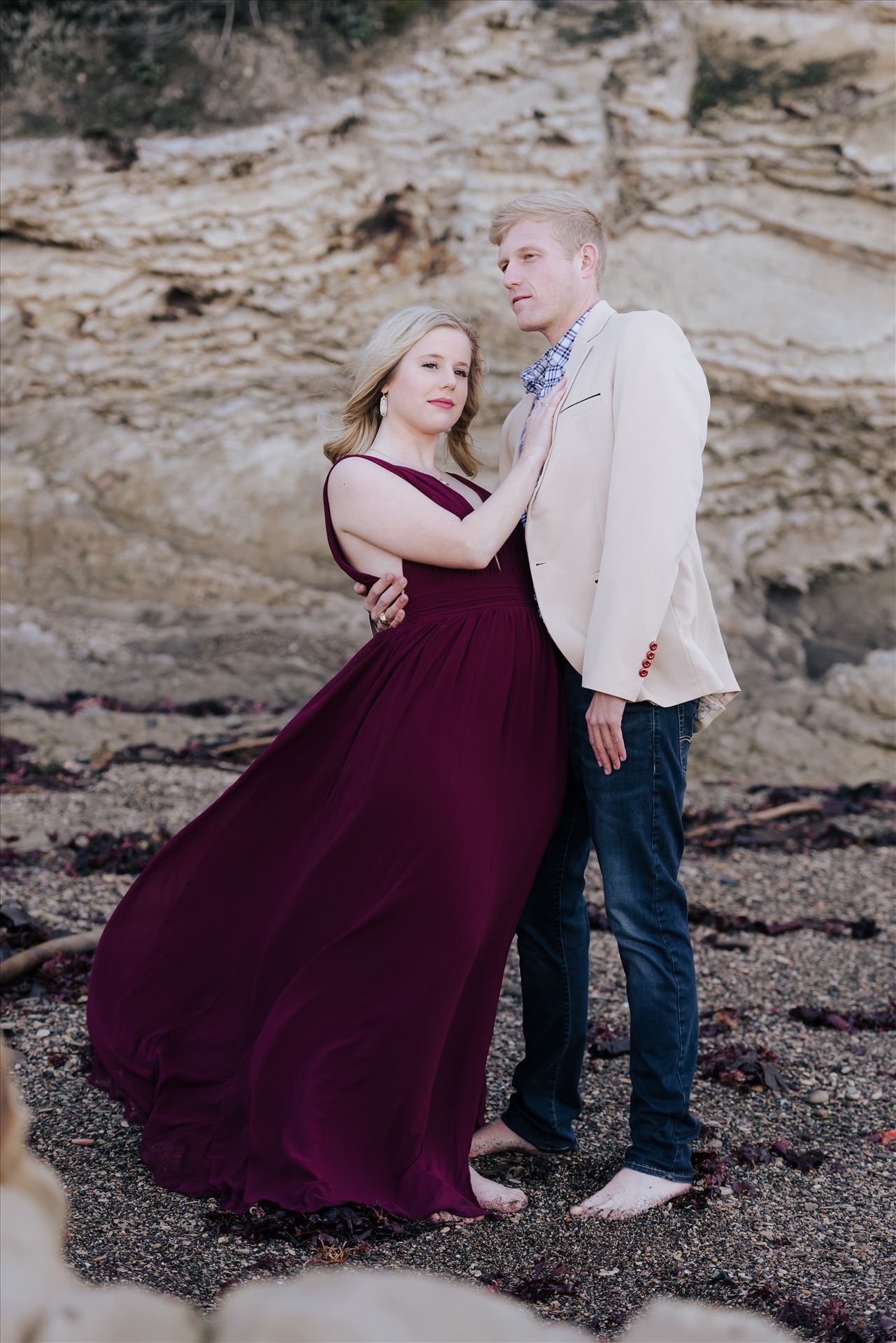 DSC_2301.JPG - San Luis Obispo and Santa Barbara County Wedding and Engagement Photography. Mirror's Edge Photography captures Montana de Oro Engagement Session.  Romantic couple on the beach in love. by Sarah Williams