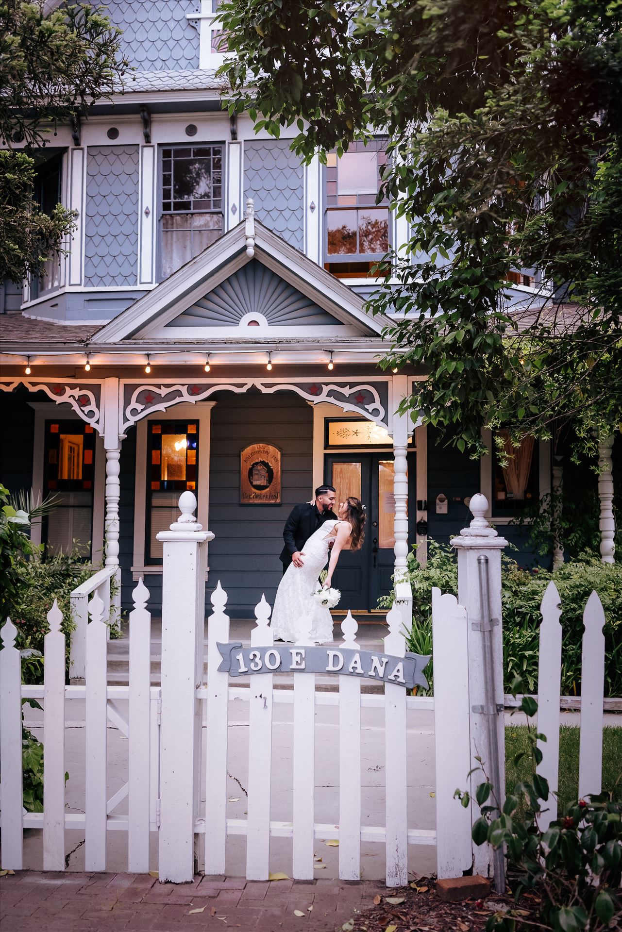 Final--3.JPG - Mirror's Edge Photography San Luis Obispo and Santa Barbara County Wedding Photographer. Kaleidoscope Inn and Gardens Wedding.  Bride and Groom Dip Kiss. by Sarah Williams