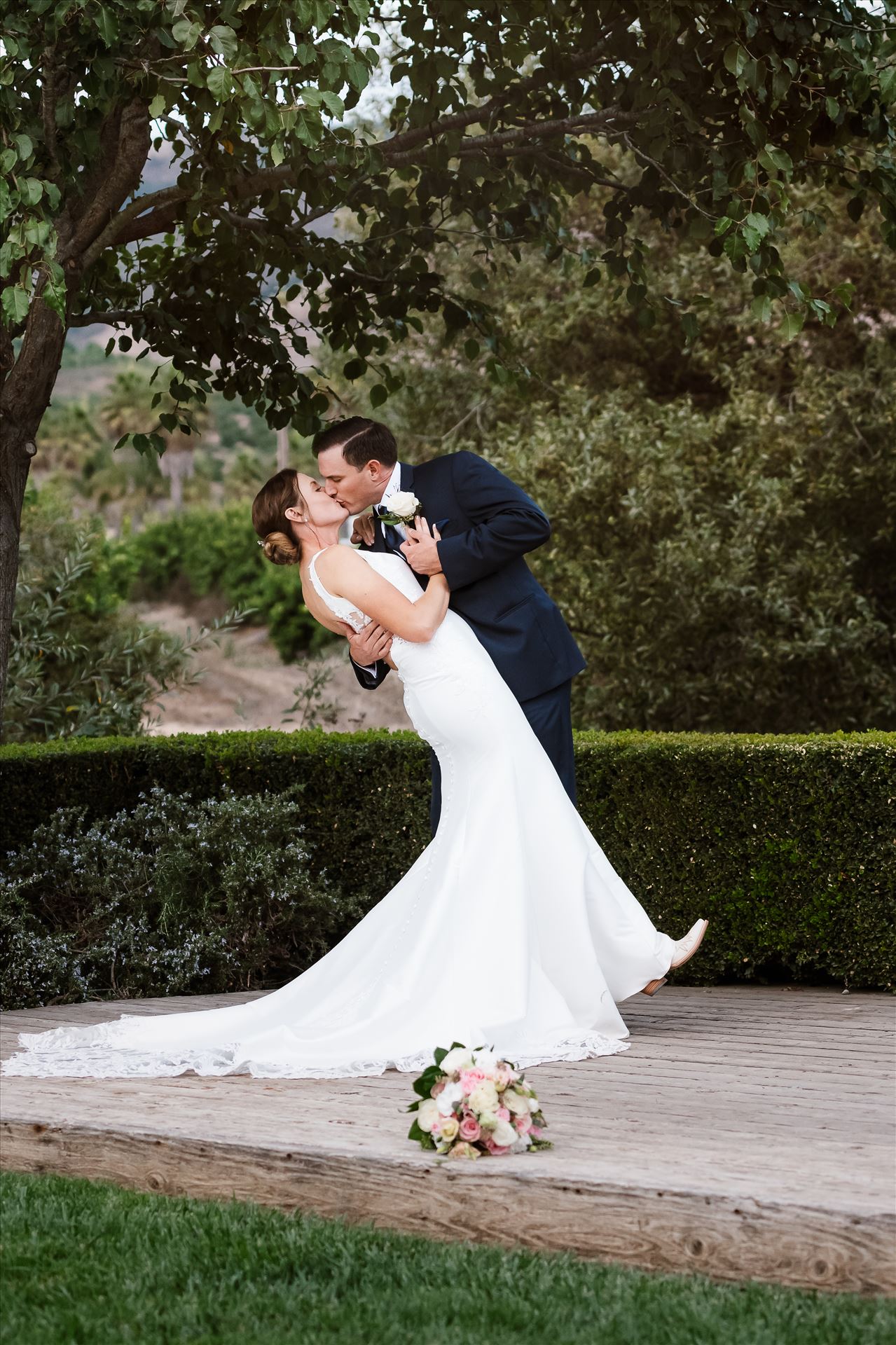 BG Final--6.jpg - Dana Powers House and Barn Nipomo, California in San Luis Obispo County by Mirror's Edge Photography.  Amazing venue  in Downtown San Luis Obispo. Country Bride and Groom dance and dip in gardens at sunset. by Sarah Williams