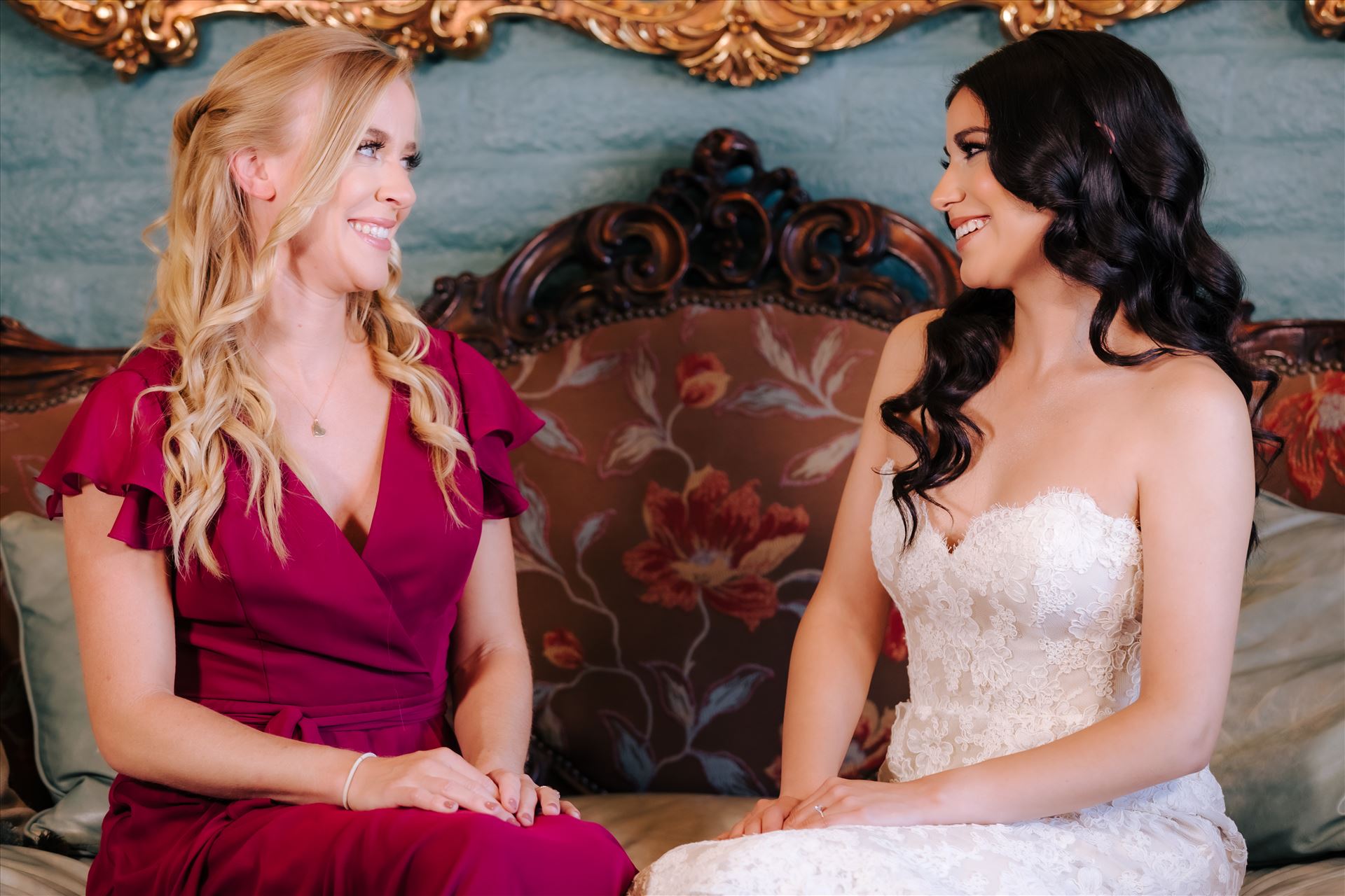 SP Gallery-6157.JPG - Mirror's Edge Photography captures Xochitl and David's magical Madonna Inn Wedding in San Luis Obispo, California. Bride and Bridesmaid in the Romance Suite. by Sarah Williams