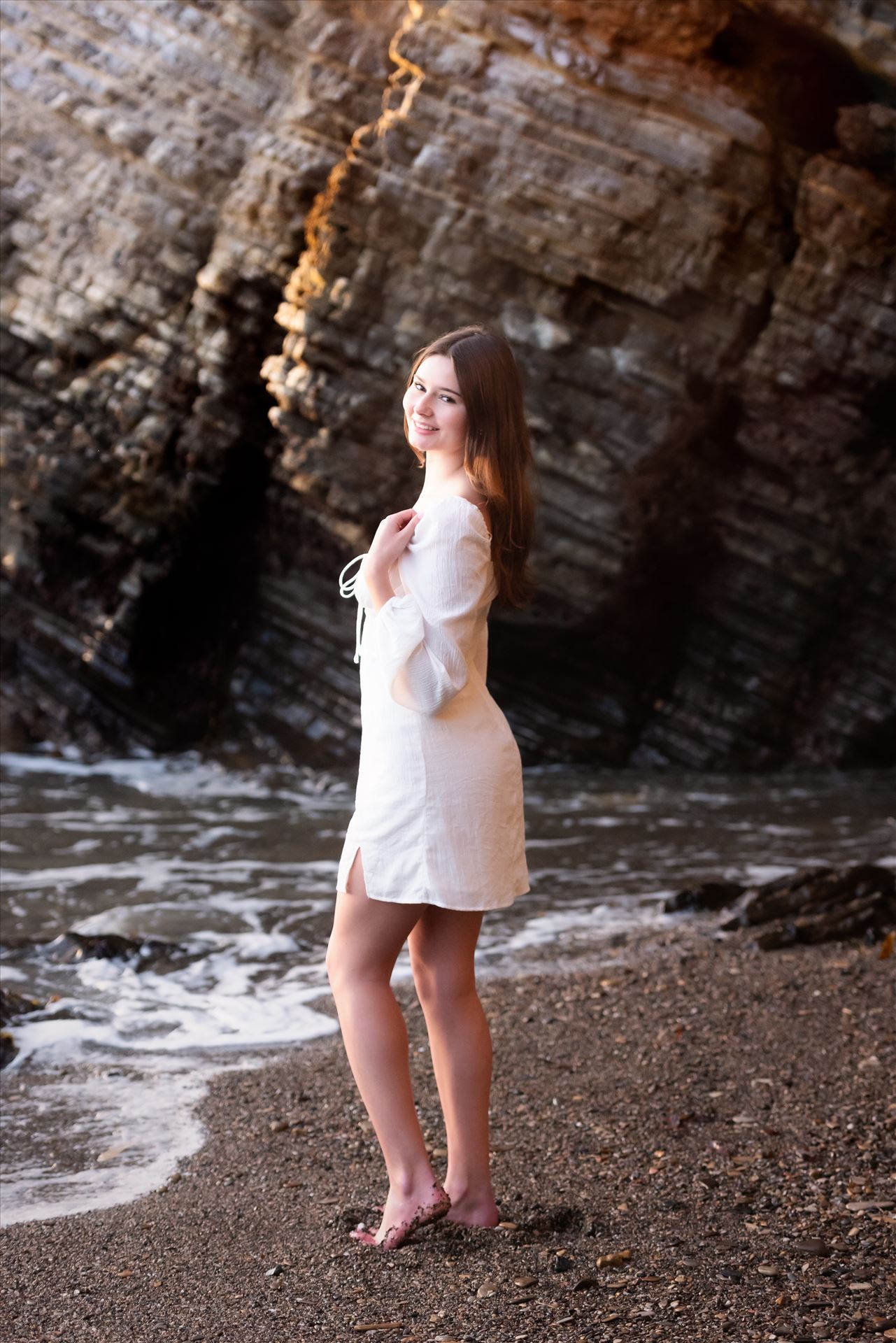 Final-9157.JPG - Mirror's Edge Photography a San Luis Obispo Luxury Portrait, Wedding and Engagement Photographer capture Hayley's Senior Portrait Session at Montana de Oro.  Hayley with water cove. by Sarah Williams