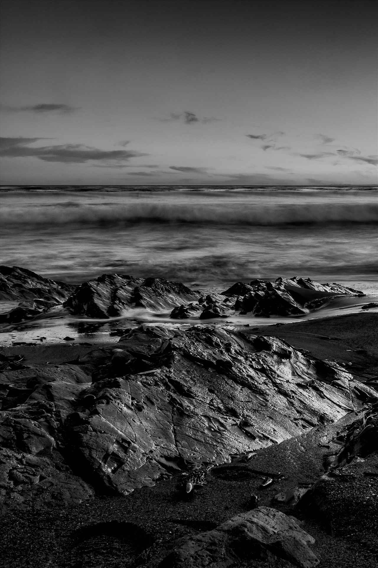 Spyglass Rocks LE.jpg - Rocky shoreline at sunset in Pismo Beach, California by Sarah Williams