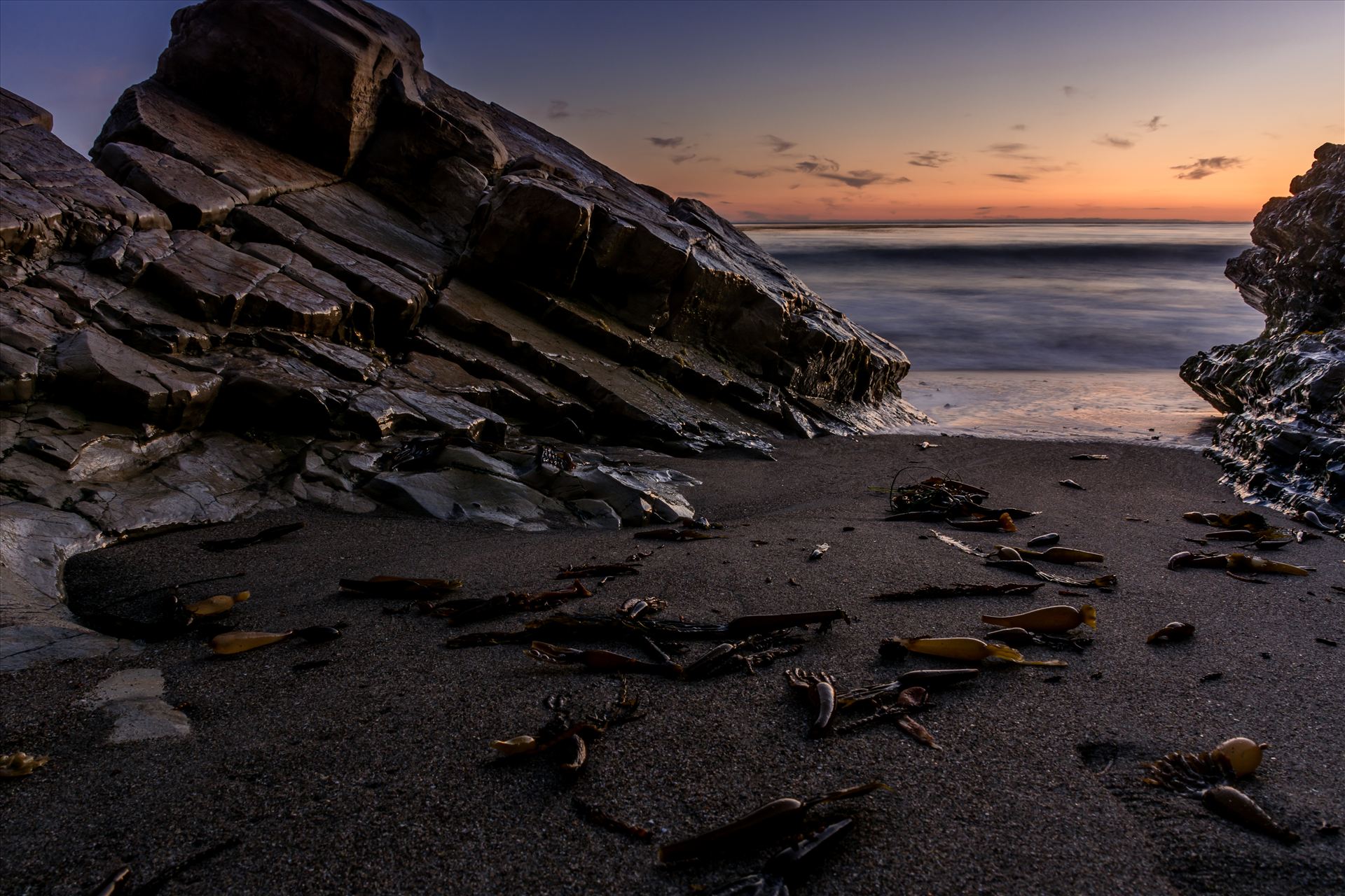Soft Sea and Rocks.jpg - Highway 1 Ocean Sunset in Pismo Beach, California by Sarah Williams