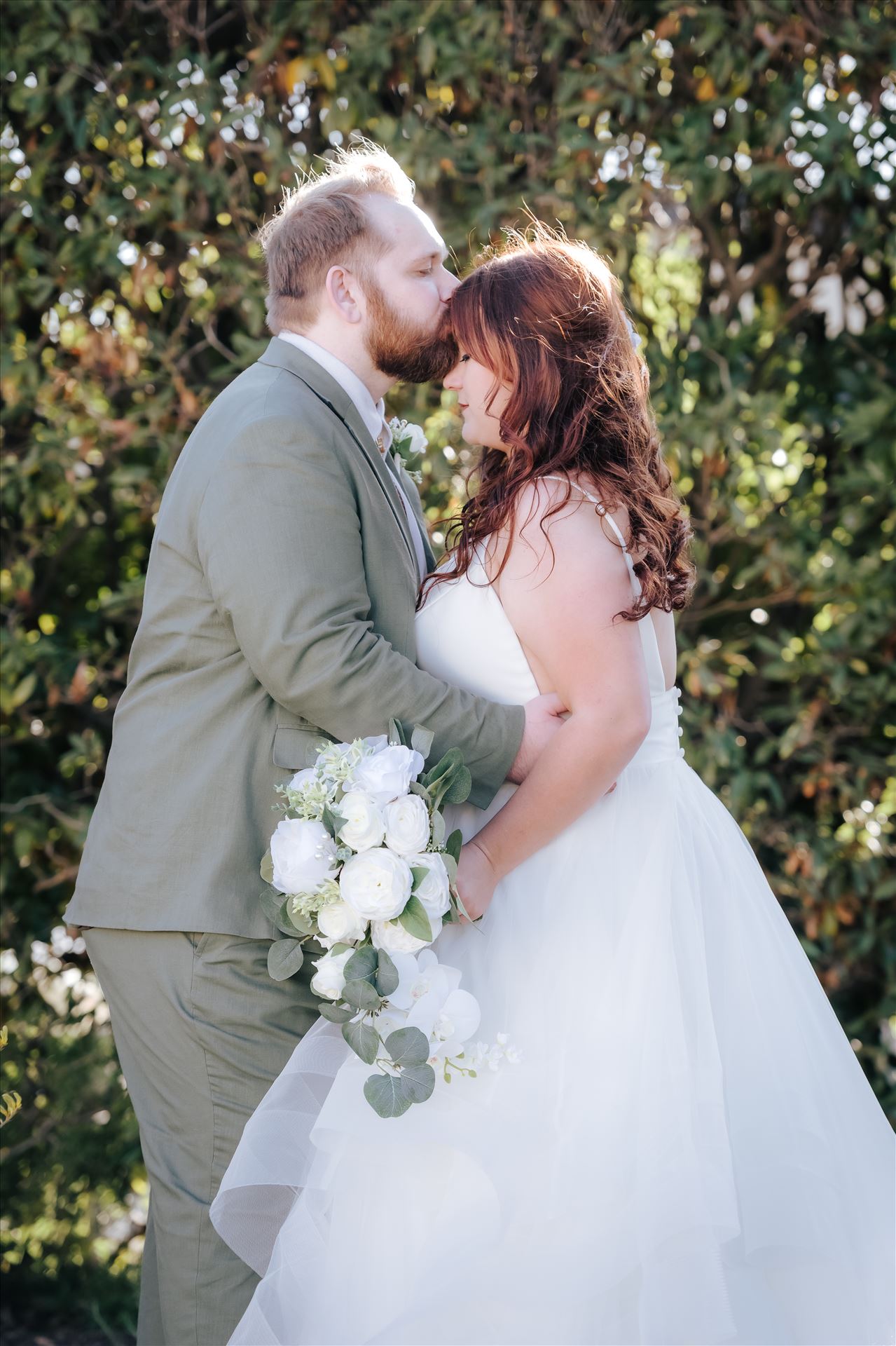 Final-.jpg - Sarah Williams of Mirror's Edge Photography, a San Luis Obispo County Wedding and Engagement Photographer, captures the amazing wedding of Justine and Reece at the Monday Club in San Luis Obispo California. Gorgeous Bride and Groom forehead kiss by Sarah Williams