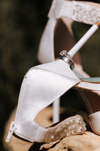 Tooth and Nail Winery elegant and formal wedding in Paso Robles California wine country by Mirror's Edge Photography, San Luis Obispo County Wedding Photographer. Bridal shoes and wedding rings