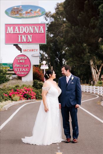 Mirror's Edge Wedding Photography, a San Luis Obispo and Santa Barbara County photographer capture the Nagy's Madonna Inn Wedding. Madonna Inn Sign.