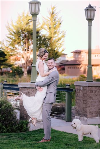 Sarah Williams of Mirror's Edge Photography, a San Luis Obispo and Central Coast Wedding Photographer, captures Christiana and Istvan's Cypress Ridge Pavilion Wedding. Bride and Groom at sunset.
