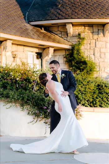 Sarah Williams of Mirror's Edge Photography captures the gorgeous fairy tale wedding day of Victoria and Esteban at the Castle Noland Wedding Venue in San Luis Obispo, California.  Bride and Groom romantic in front of the castle.