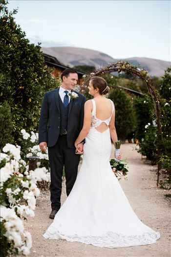 Dana Powers House and Barn Nipomo, California in San Luis Obispo County by Mirror's Edge Photography.  Amazing venue  in Downtown San Luis Obispo. Country Bride and Groom in rose garden.