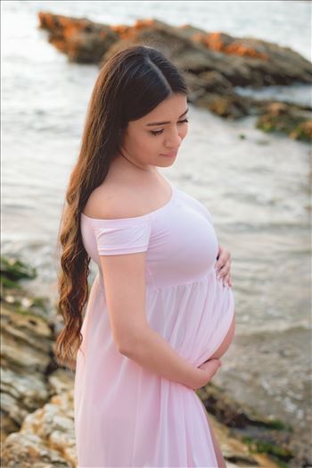 Maternity Photography session at Spooner's Cove at Montana de Oro in Los Osos California.  Beach Maternity Session. Gorgeous new mother at sunset