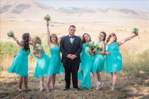 Mirror's Edge Photography, a San Luis Obispo Wedding Photographer, captures a wedding at the Historic Dana Adobe in Nipomo California.  Fun groom and bridesmaids.